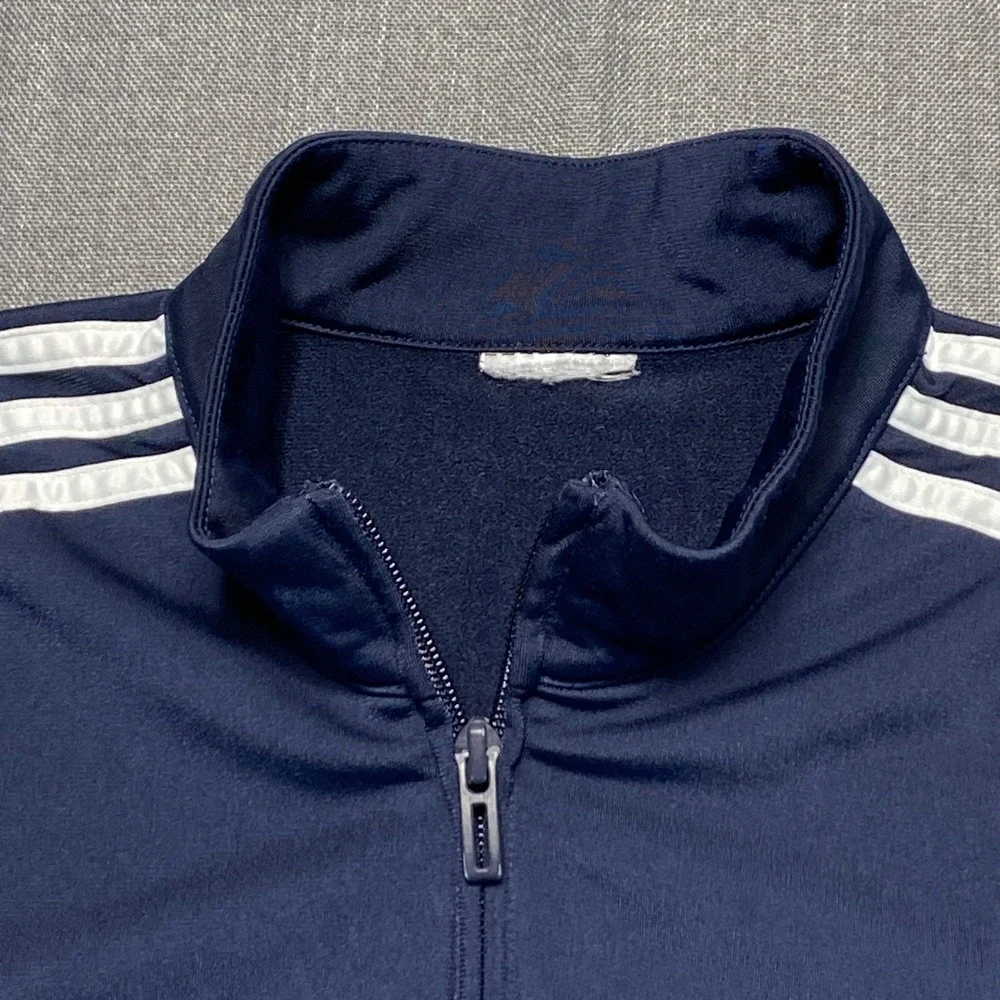 Adidas Mens Navy Blue Three Stripe Full Zip Track Jacket Sportswear Small